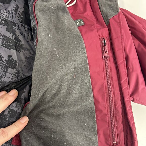 Columbia Women's Down Puffer Ski Jacket Parka Fleece Lined Hood Red Medium - Picture 13 of 15